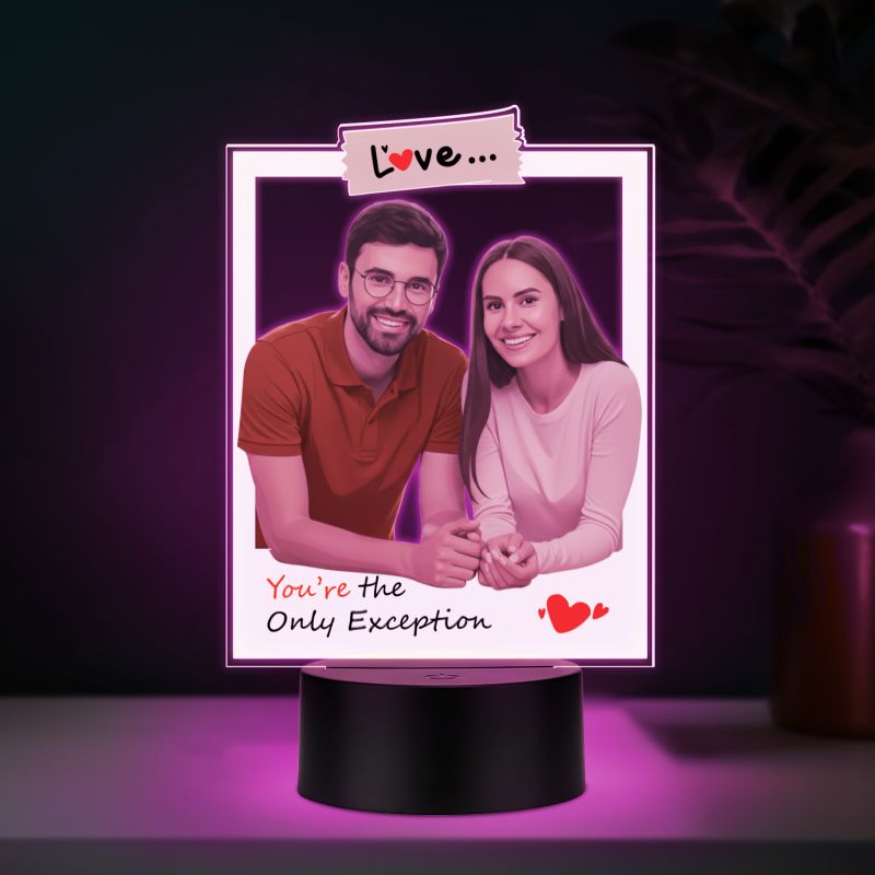 Personalized Photo LED Night Lamp with Love Quote 7 Color Changing Light with Black Base Valentines Day Gift for Husband Wife, Girlfriend Boyfriend